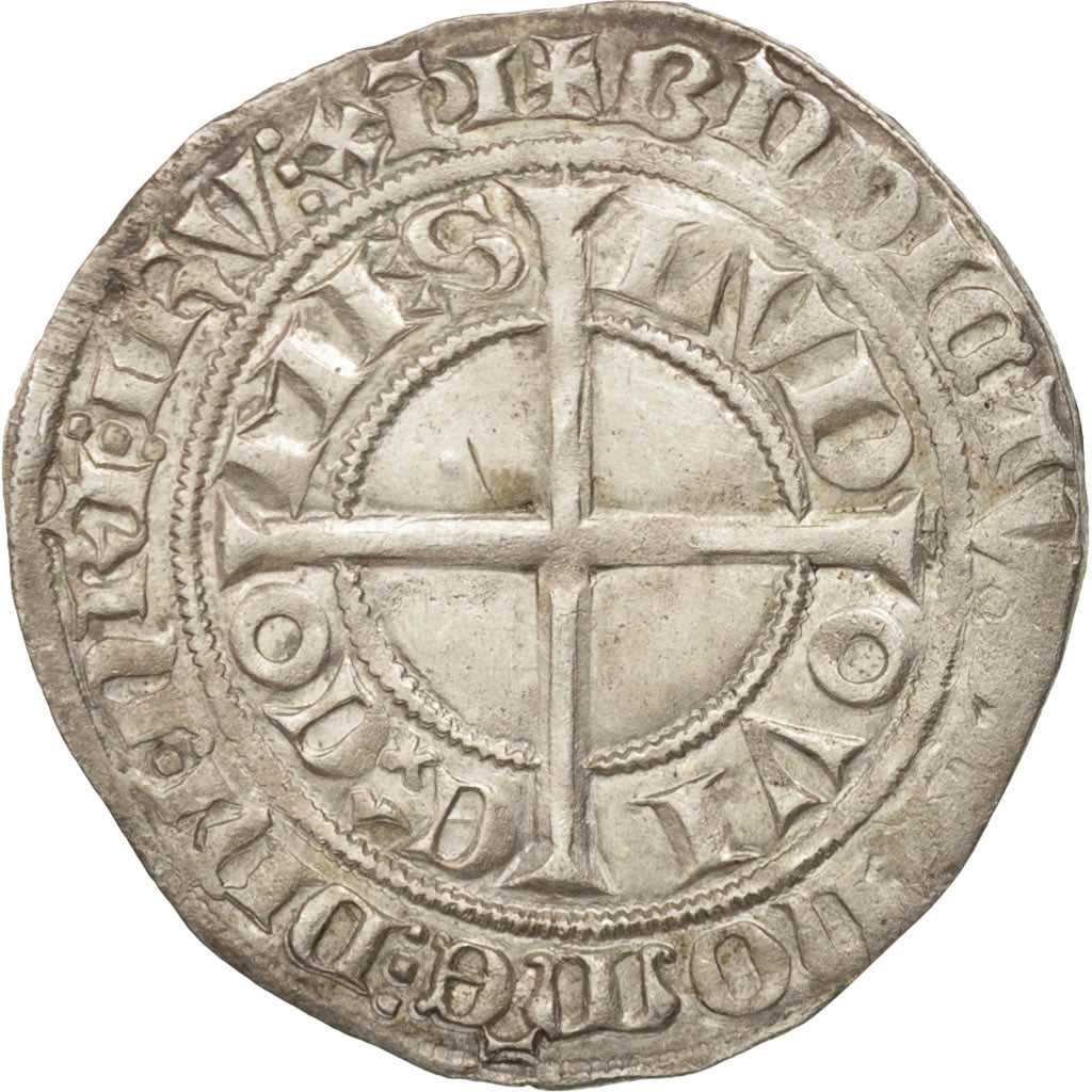 Munten, Frankrijk, Vlaanderen, Louis II, Gros, PR, Zilver, Boudeau:2230