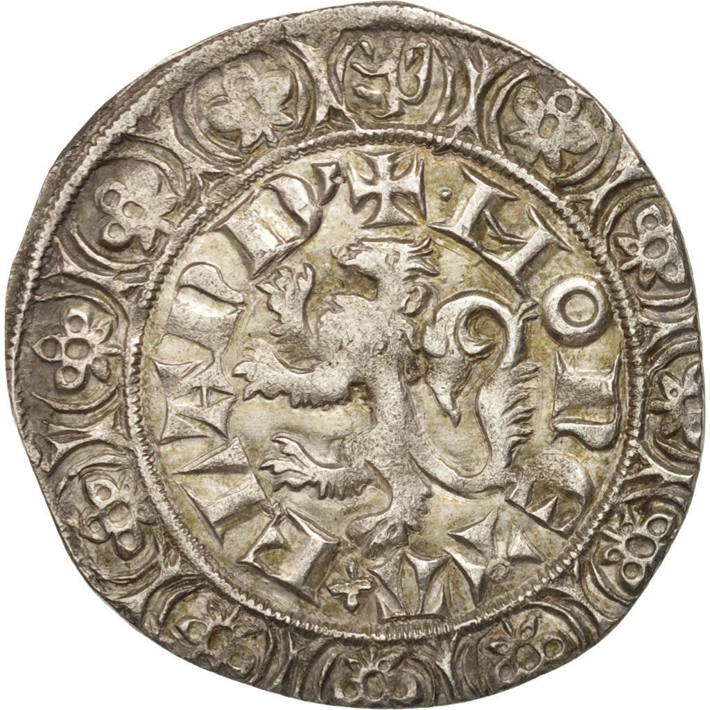 France, FLANDERS, Louis II de Male, Gros au lion, AU(50-53), Boudeau:2230