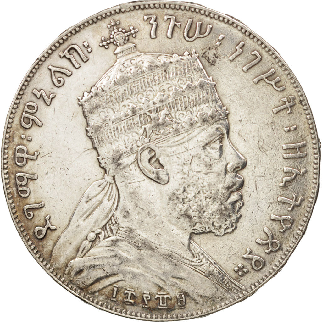 Ethiopia, Menelik II, Birr, 1889 (1897), Paris, EF(40-45), Silver, KM:5
