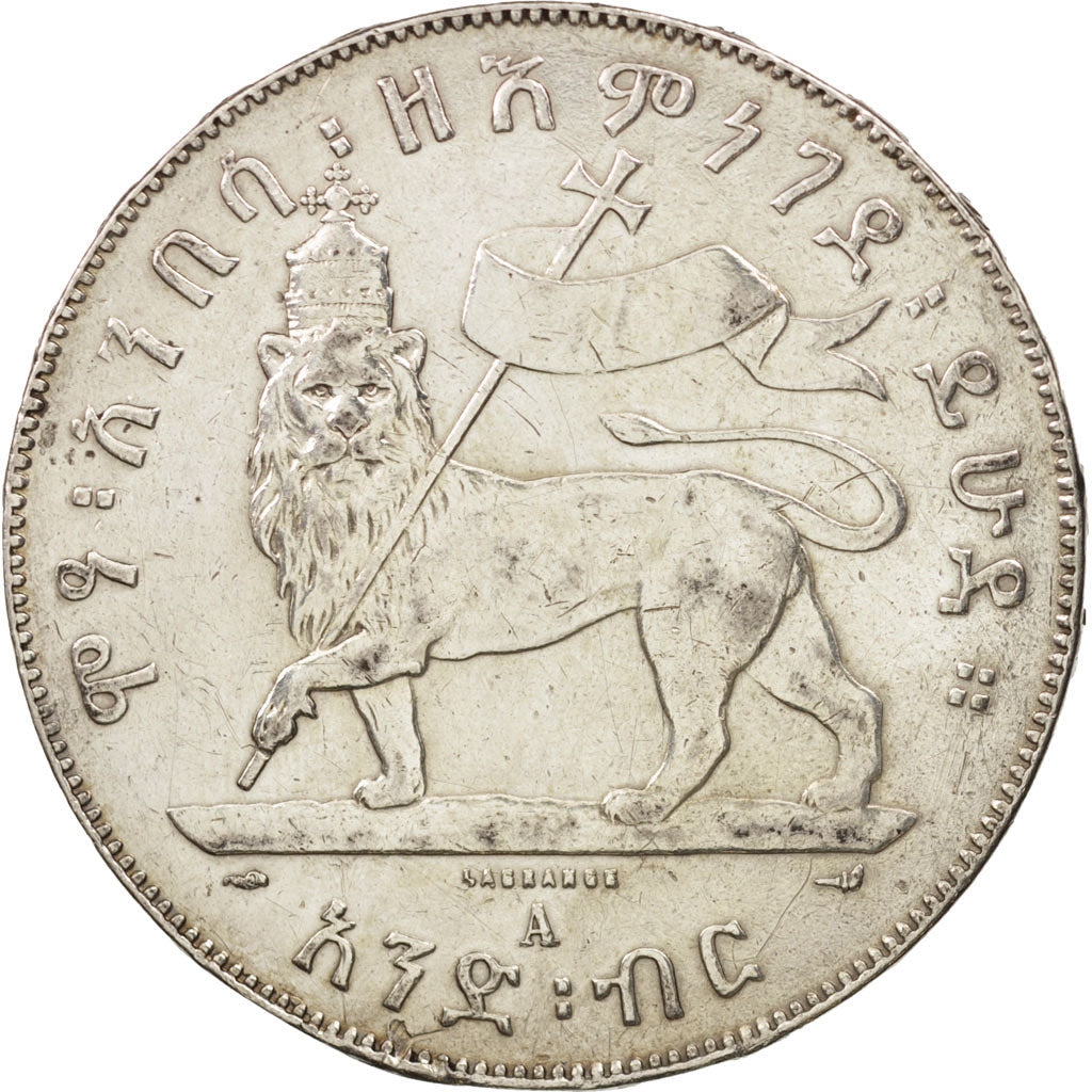 Ethiopia, Menelik II, Birr, 1889 (1897), Paris, EF(40-45), Silver, KM:5