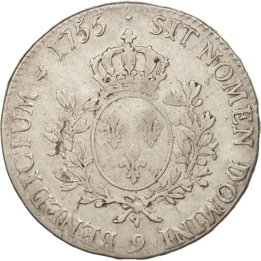 Frankrijk, Louis XV, Écu au bandeau, 1755, Rennes, Zilver, FR+, Gadoury:322