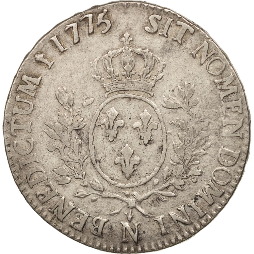France, Louis XVI, Écu aux branches d'olivier, 1775, Montpellier, VF(30-35)