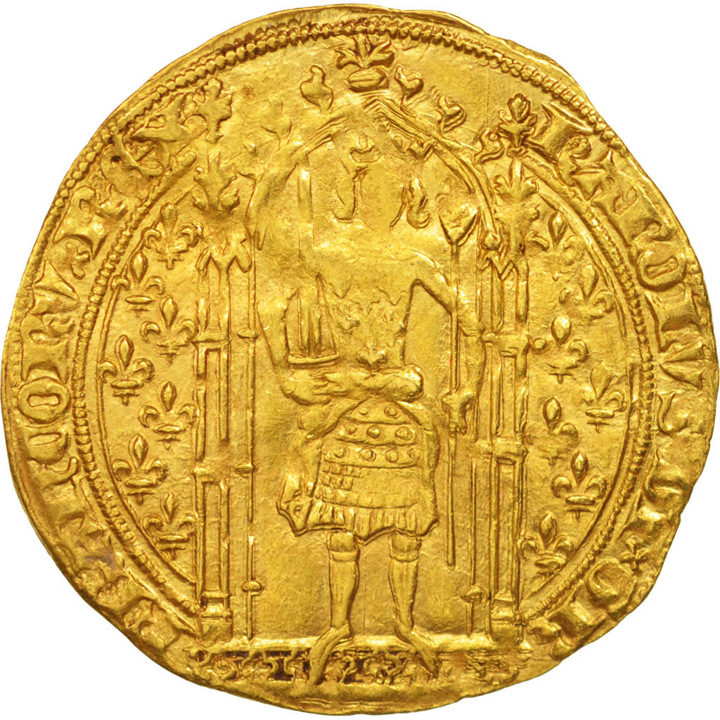 France, Charles V, Franc à pied, EF(40-45), Gold, Duplessy:360