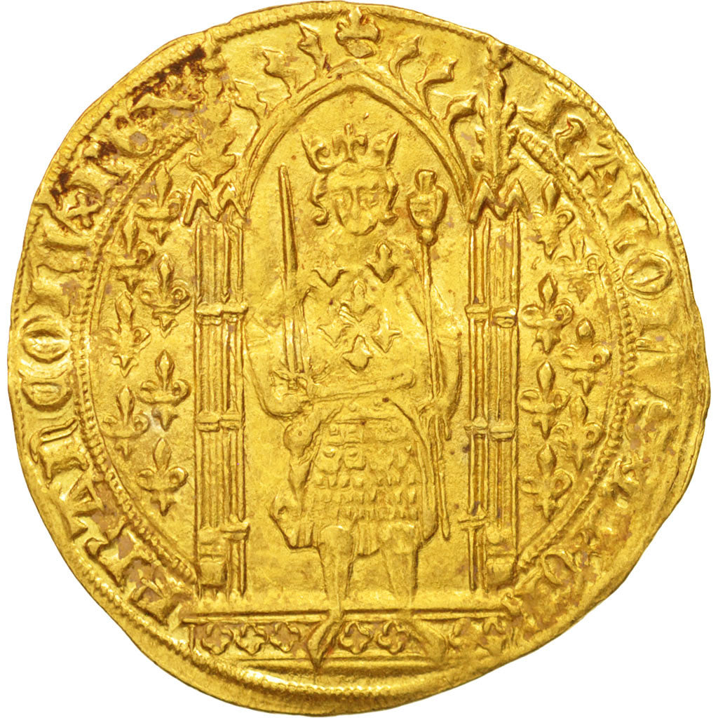 Francia, Charles V, Franc à pied, MBC+, Oro, Duplessy:360
