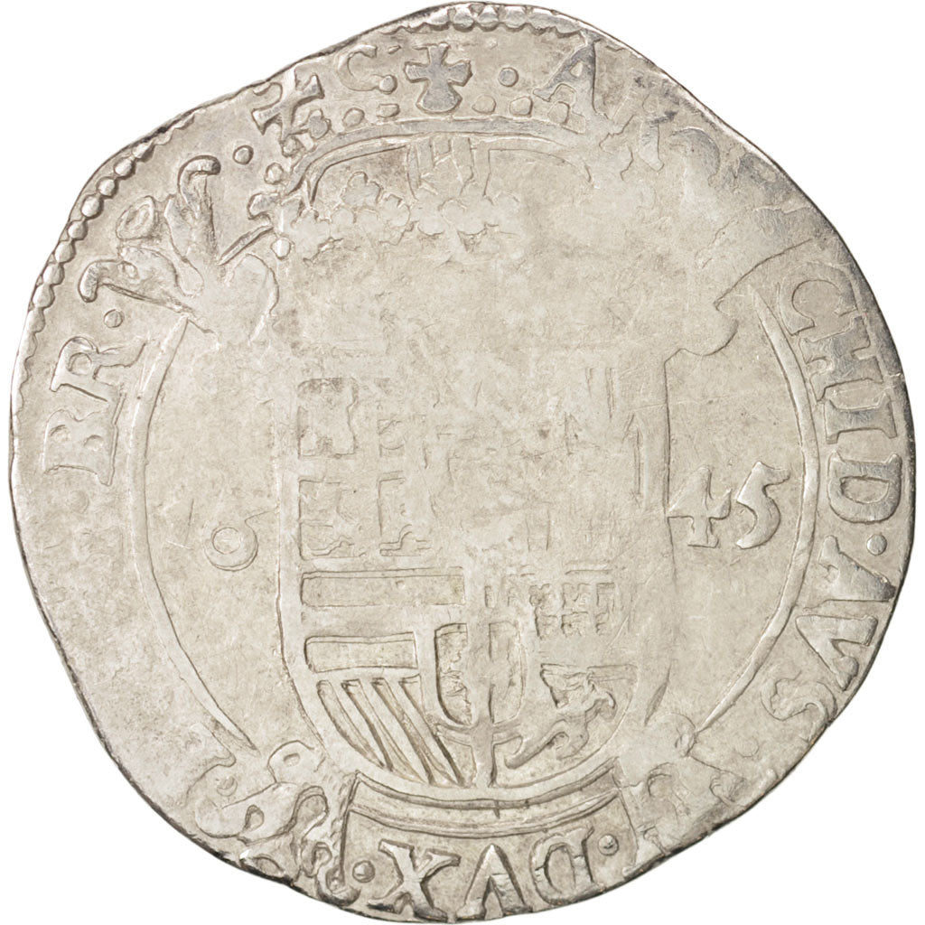 Spanish Netherlands, BRABANT, Escalin, 1645, Antwerp, VF(20-25), Silver, KM:52.1