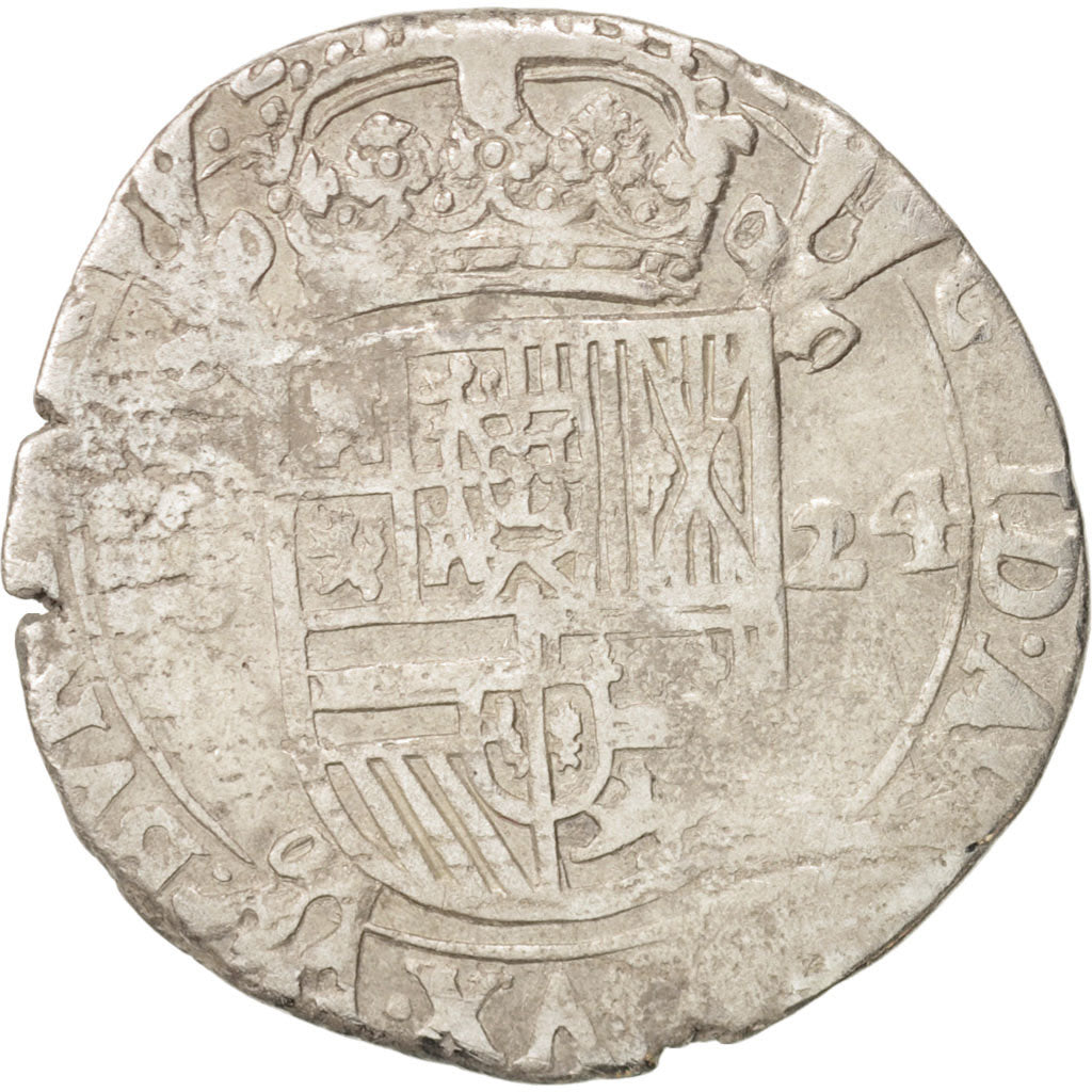 Spanish Netherlands, BRABANT, Escalin, 1624, Antwerp, VF(20-25), Silver, KM:52.1