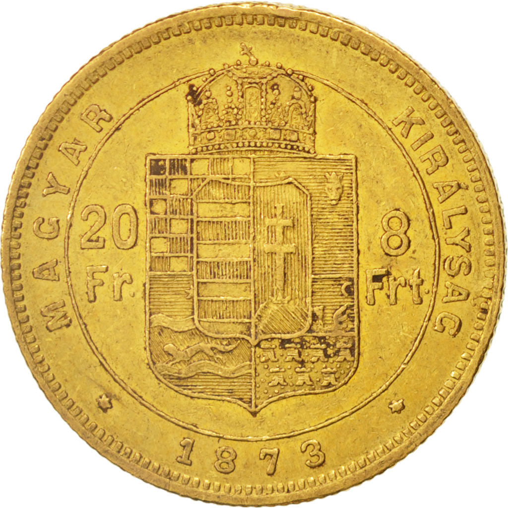 Hungary, Franz Joseph I, 8 Forint 20 Francs, 1873, EF(40-45), Gold, KM:455.1