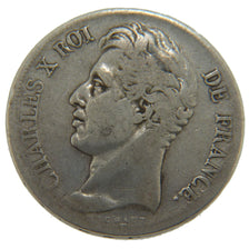 FRANCE, Charles X, 2 Francs, 1827, Lyon, KM #725.4, VF(20-25), Silver, Gadoury..