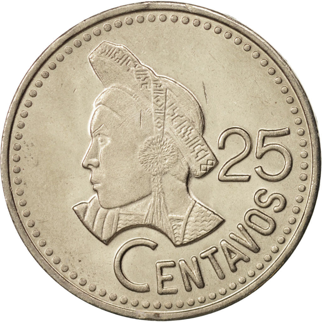 Guatemala, 25 Centavos, 1988, MS(64), Copper-nickel, KM:278.5