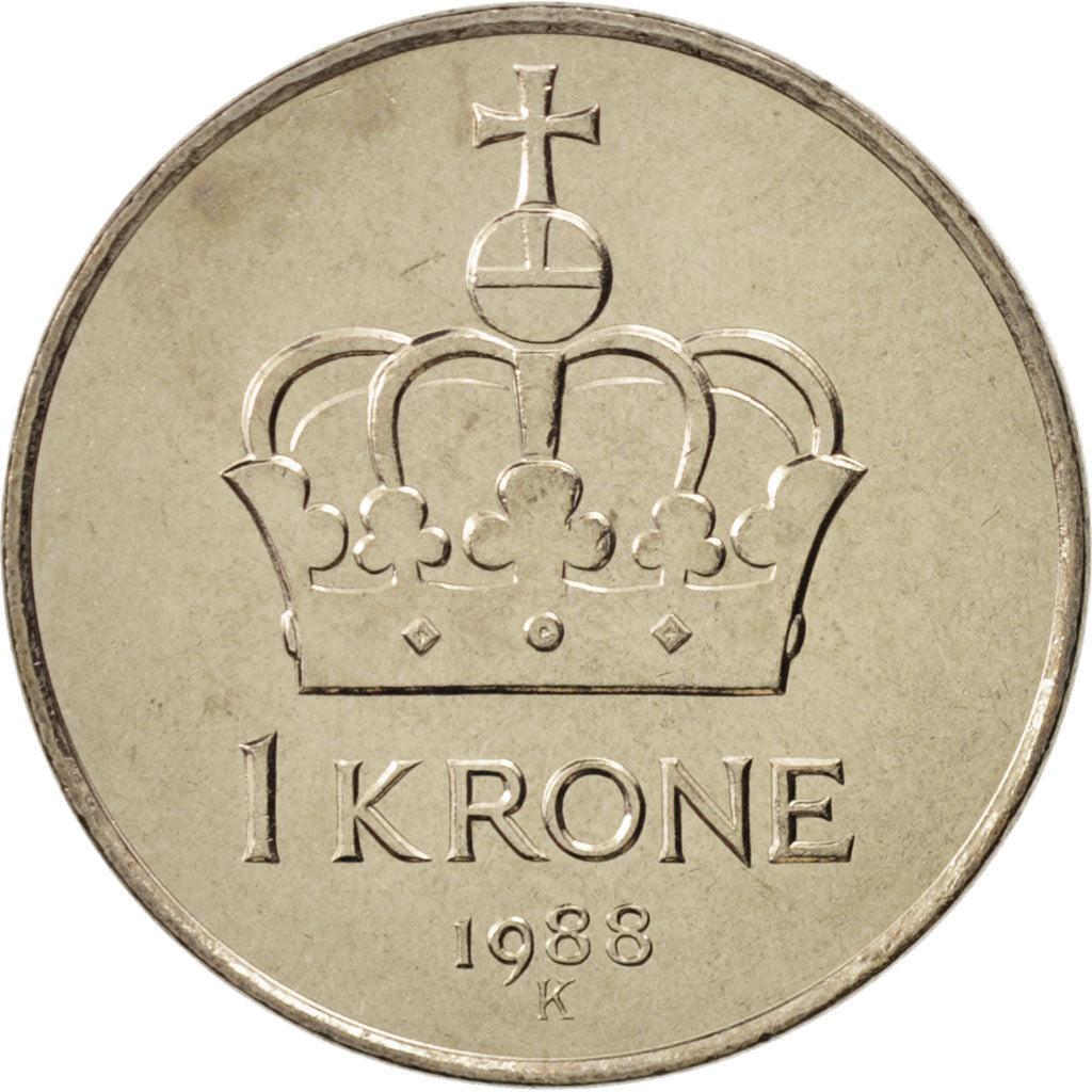Moneda, Noruega, Olav V, Krone, 1988, FDC, Cobre - níquel, KM:419