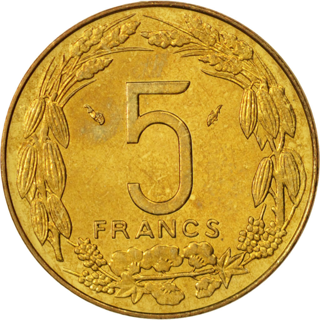 Coin, Central African States, 5 Francs, 1983, Paris, MS(65-70), Aluminum-Bronze