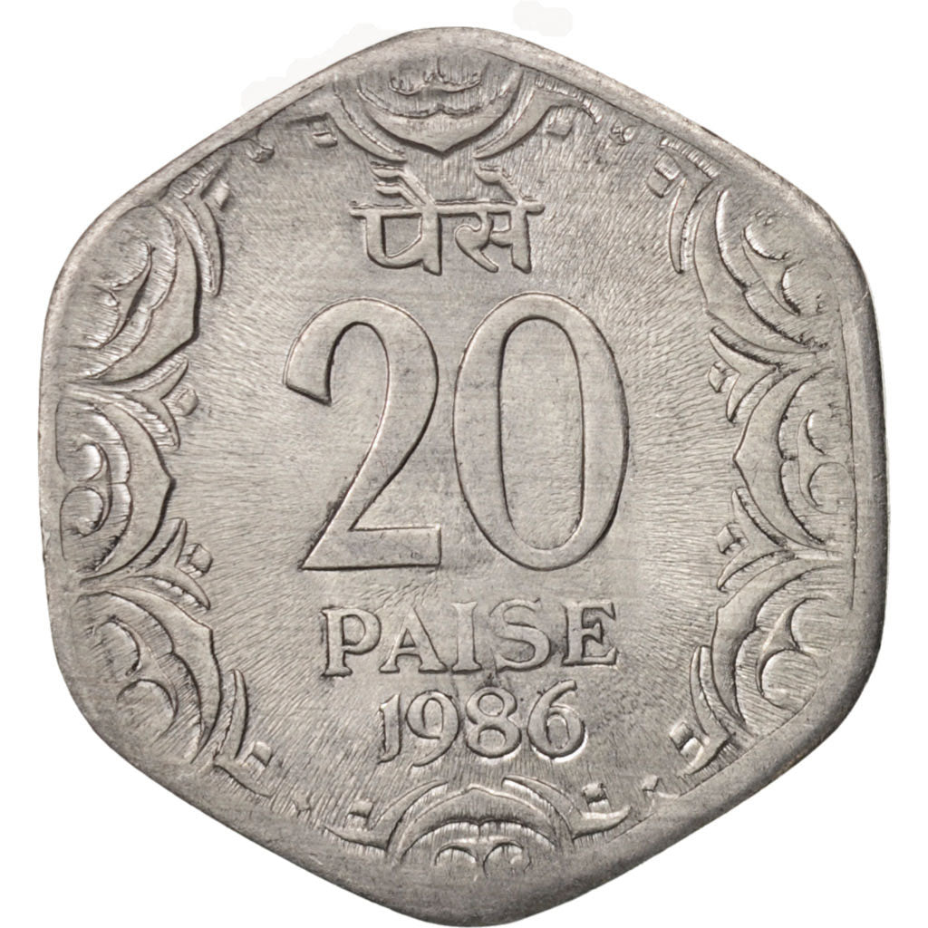 Moneta, REPUBBLICA DELL’INDIA, 20 Paise, 1986, Calcutta, SPL, Alluminio, KM:44