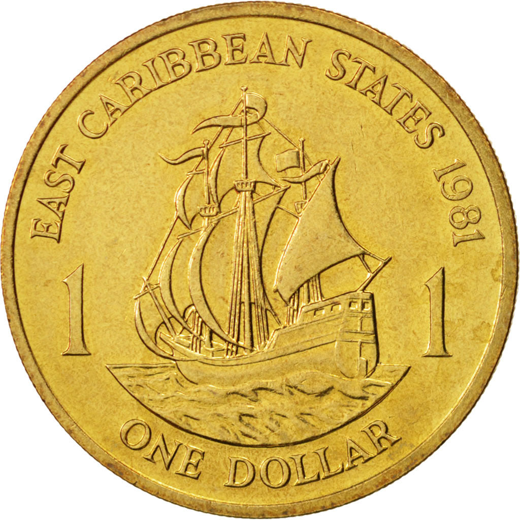 East Caribbean States, Elizabeth II, Dollar, 1981, MS(64), Aluminum-Bronze