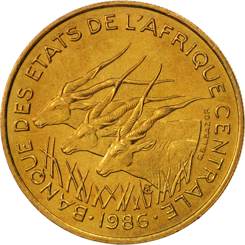 Central African States, 25 Francs, 1986, Paris, MS(65-70), Aluminum-Bronze