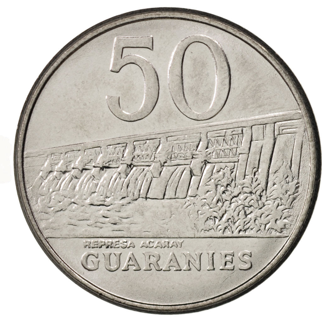 Paraguay, 50 Guaranies, 1986, MS(63), Stainless Steel, KM:169