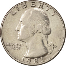 Coin, United States, Washington Quarter, Quarter, 1981, U.S. Mint, Philadelphia