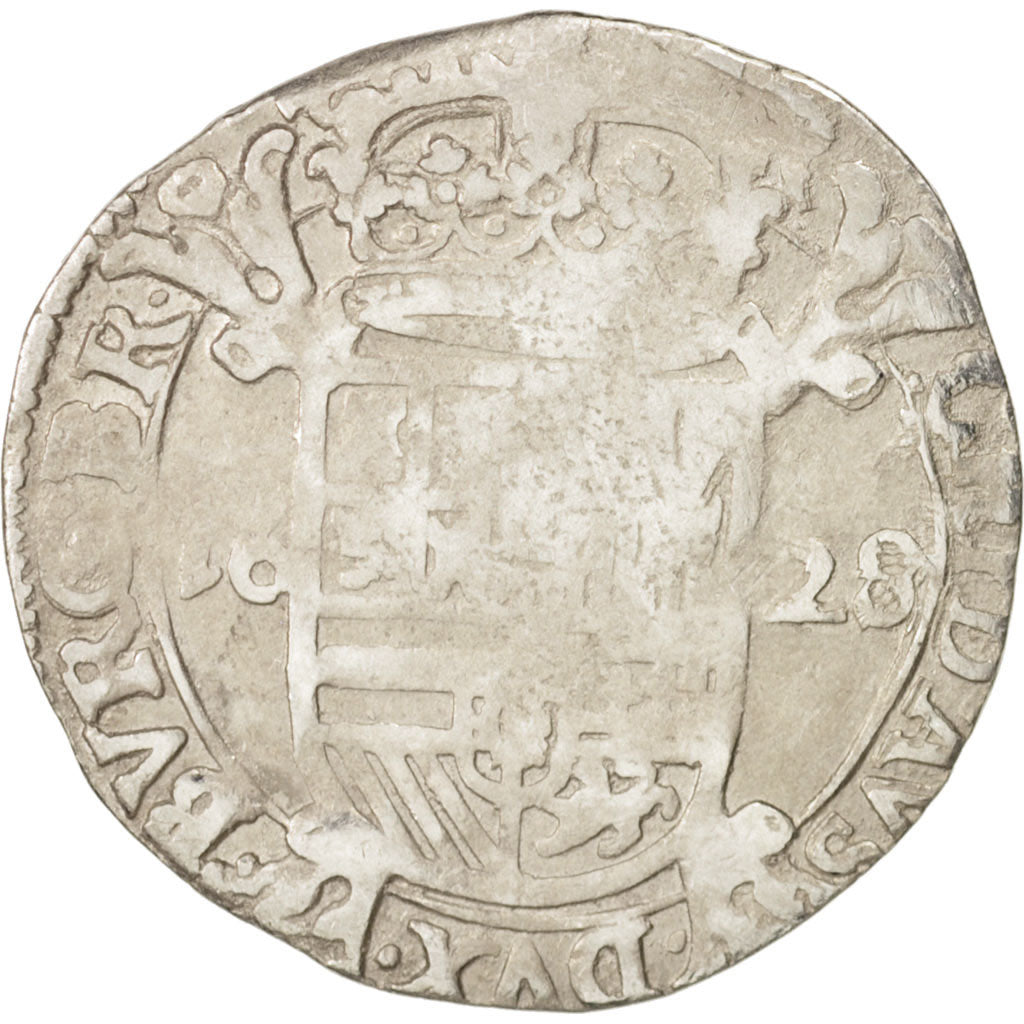 Coin, Spanish Netherlands, BRABANT, Escalin, 1628, Antwerp, VF(20-25), Silver