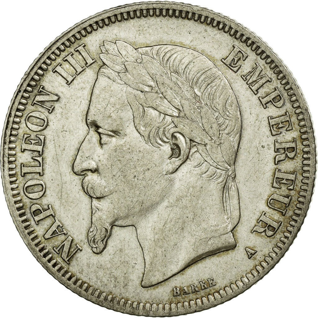 Coin, France, Napoleon III, Napoléon III, 2 Francs, 1866, Paris, AU(50-53)