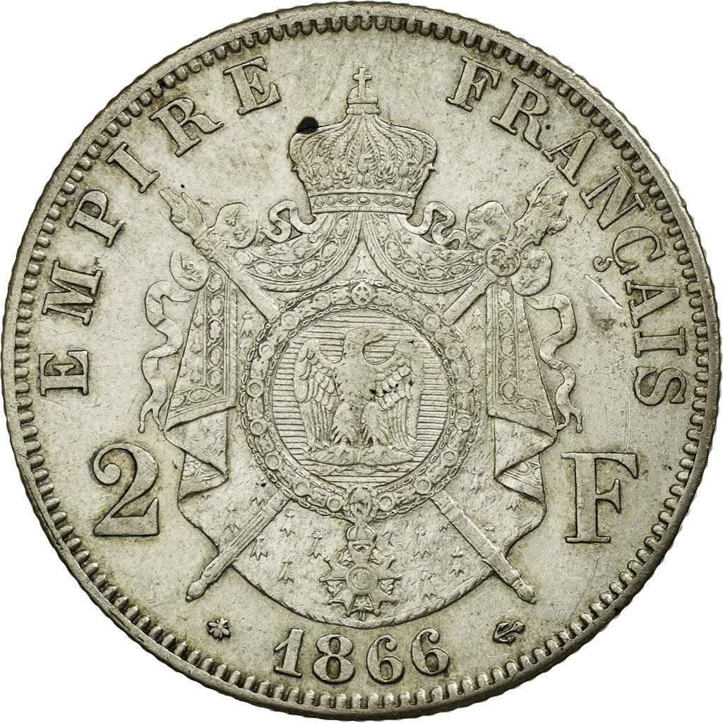 Coin, France, Napoleon III, Napoléon III, 2 Francs, 1866, Paris, AU(50-53)