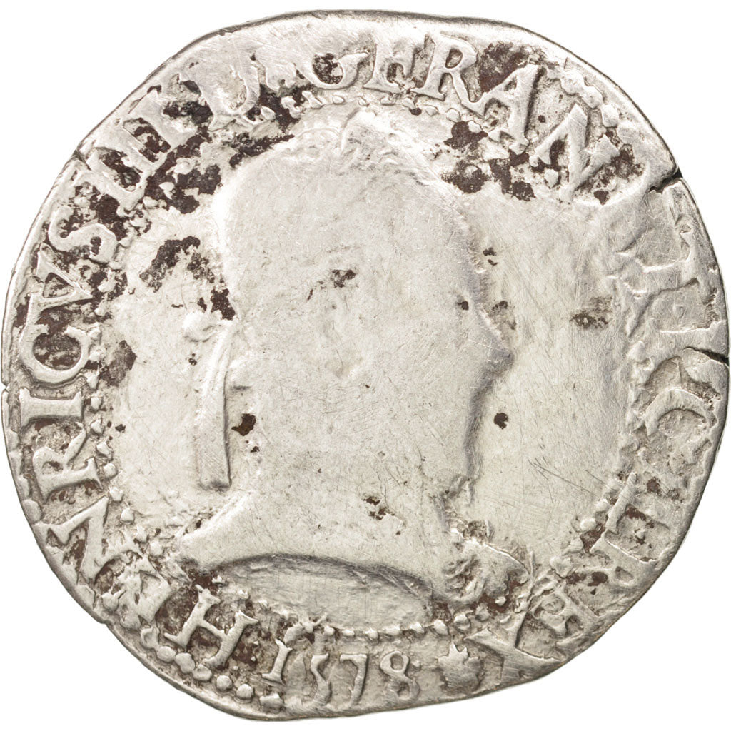 Munten, Frankrijk, Franc au Col Plat, 1578, Bordeaux, ZG+, Zilver, Sombart:4714