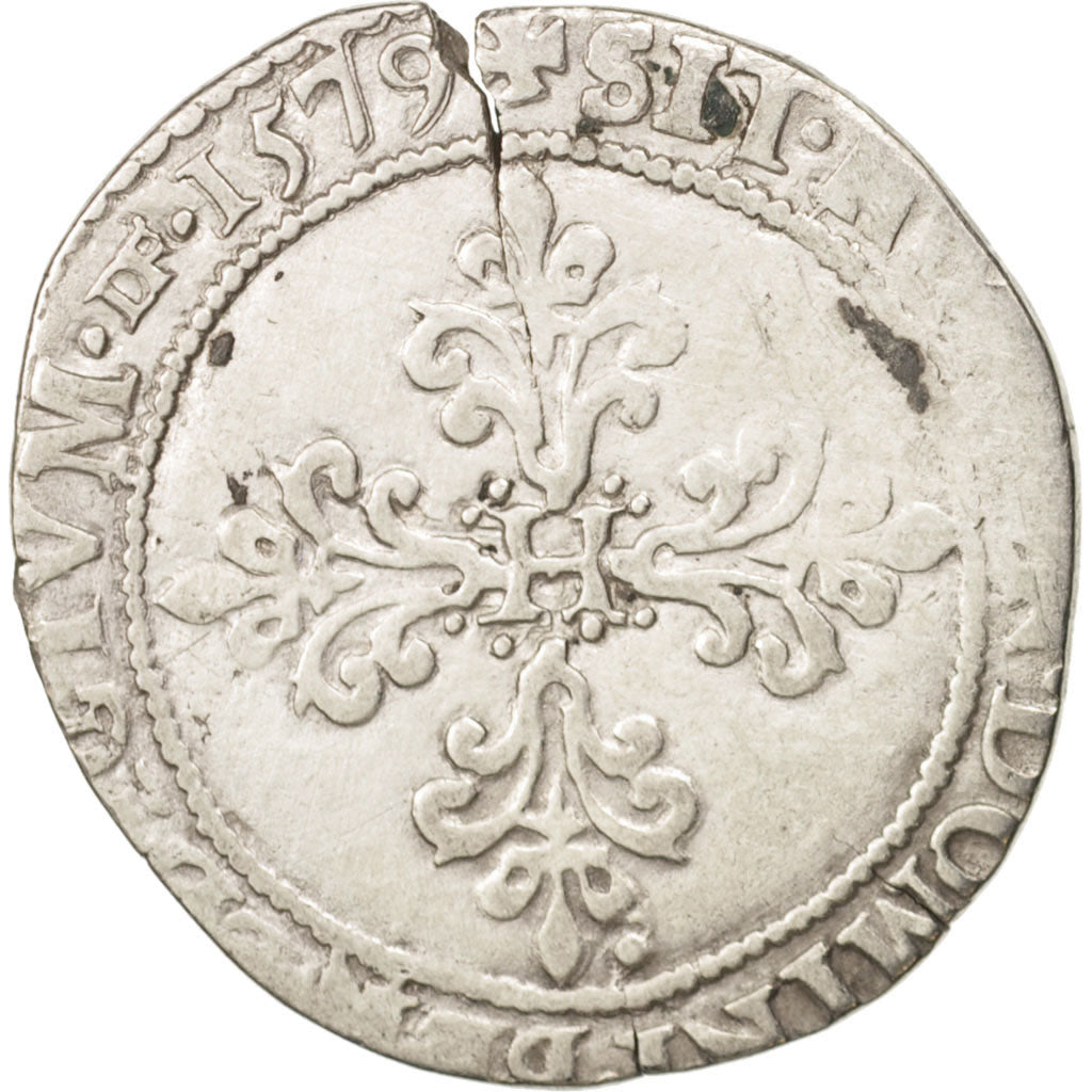 Coin, France, 1/2 Franc, 1579, Troyes, VG(8-10), Silver, Sombart:4716