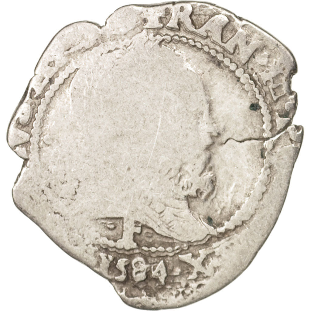 France, Henri III, 1/4 Franc au col fraisé, 1584/79, Angers, VG(8-10), Silver