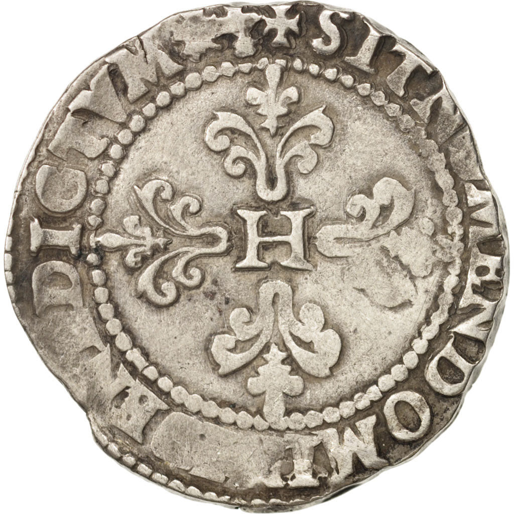 Coin, France, Franc au Col Plat, 1582, Bayonne, VG(8-10), Silver, Sombart:4714