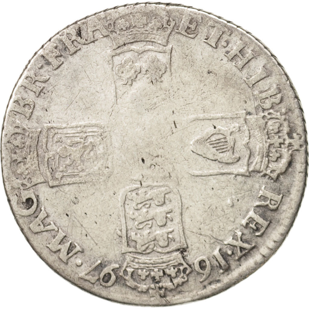 Great Britain, William III, Shilling, 1697, Chester, VG(8-10), Silver, KM:485.3