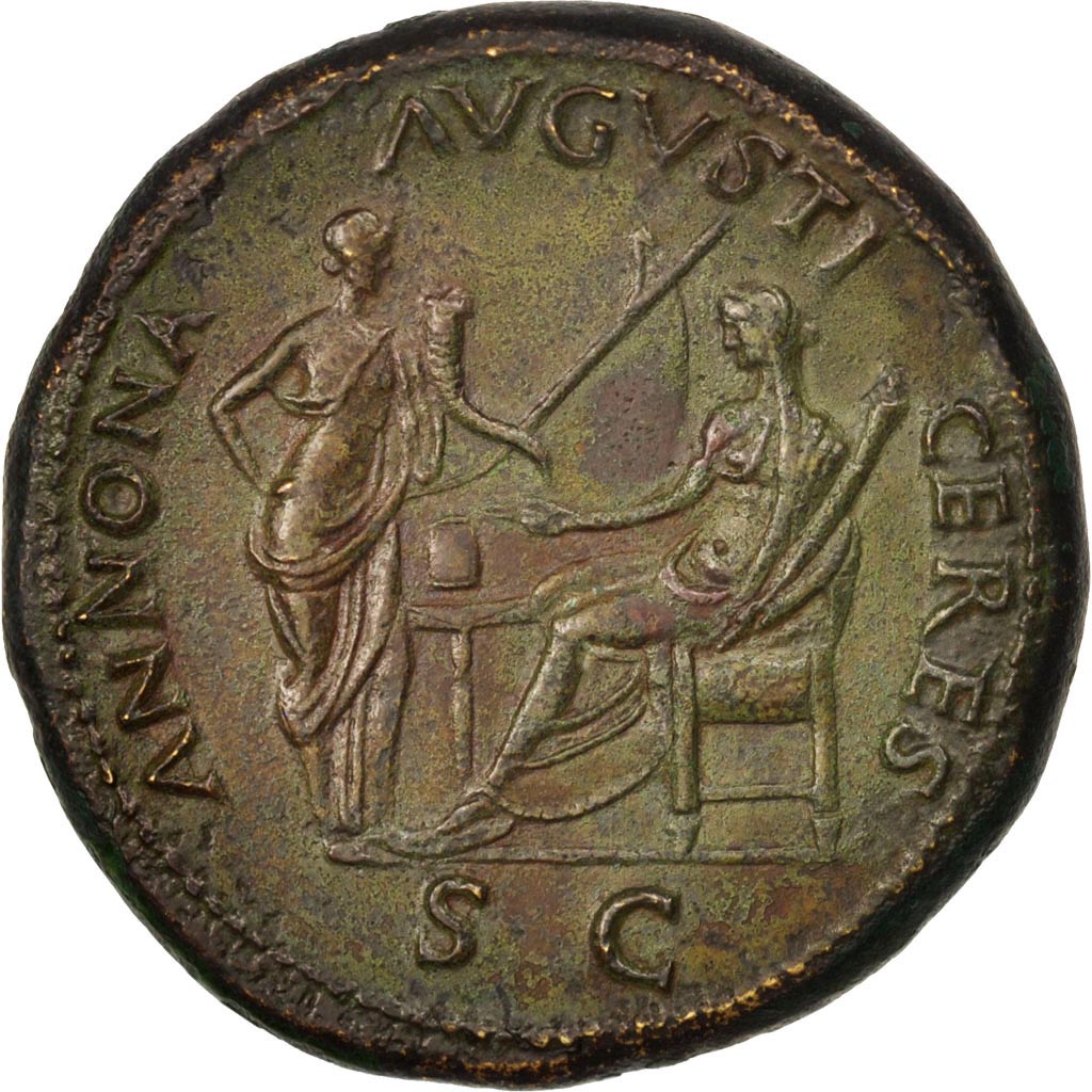 Moneta, Nero, Sesterzio, Lyons, SPL, Bronzo, RIC:390
