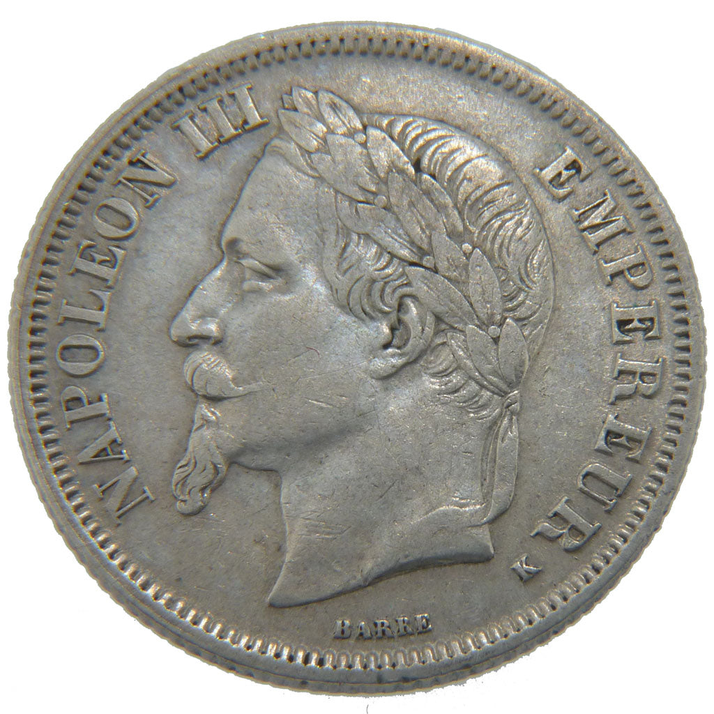FRANCE, Napoléon III, 2 Francs, 1867, Bordeaux, KM #807.3, EF(40-45), Silver, G.