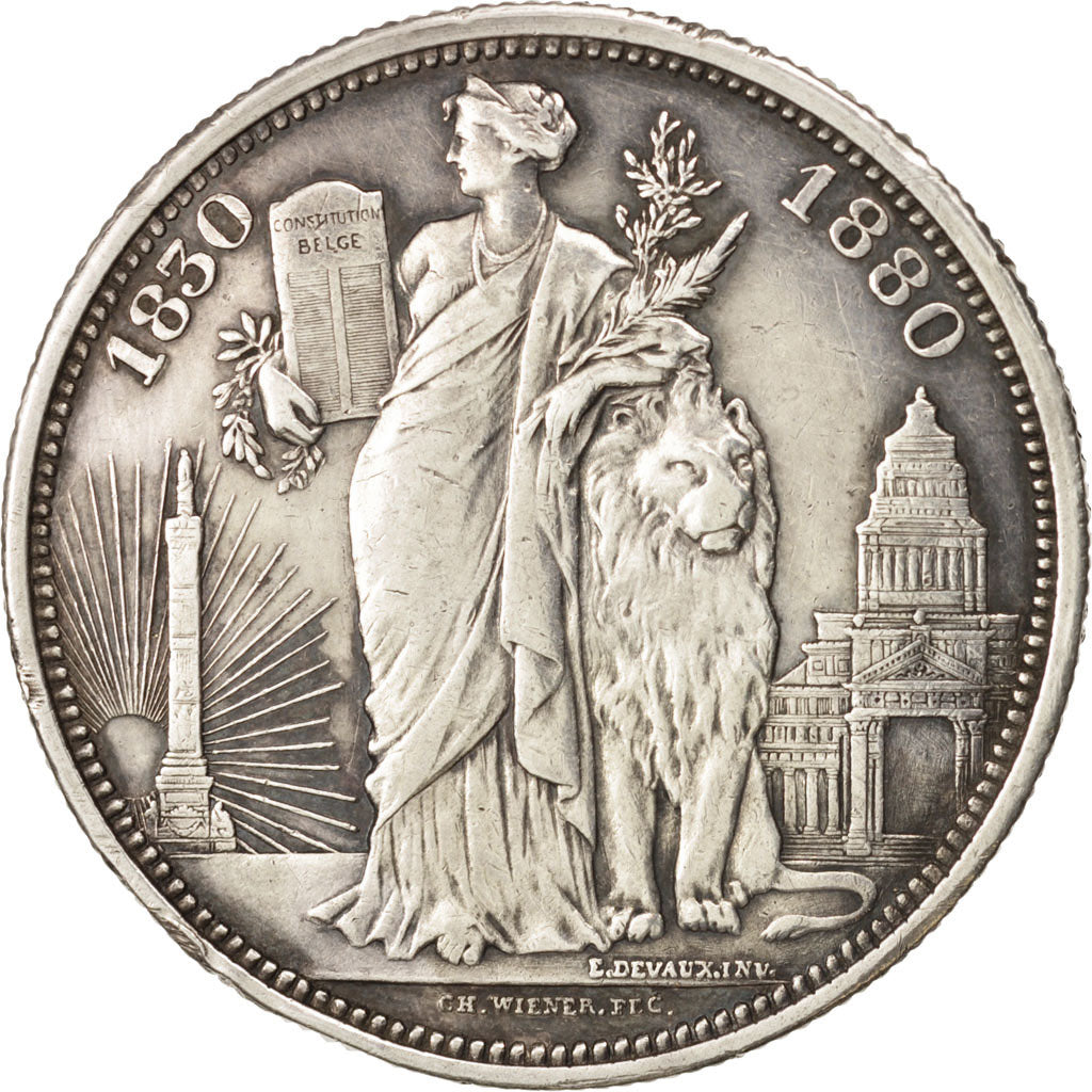 Belgium, 5 Francs, 1880, EF(40-45), Silver, KM:8
