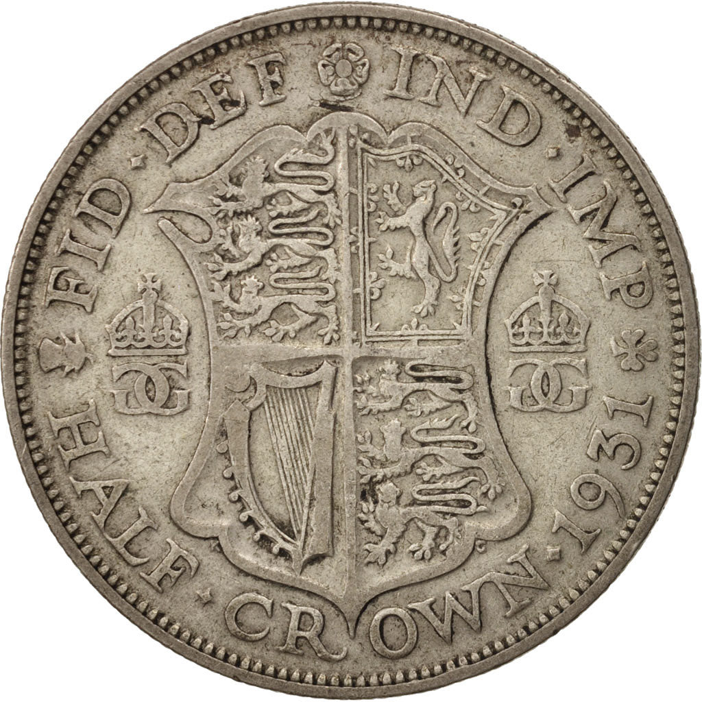 Great Britain, George V, 1/2 Crown, 1931, VF(20-25), Silver, KM:835