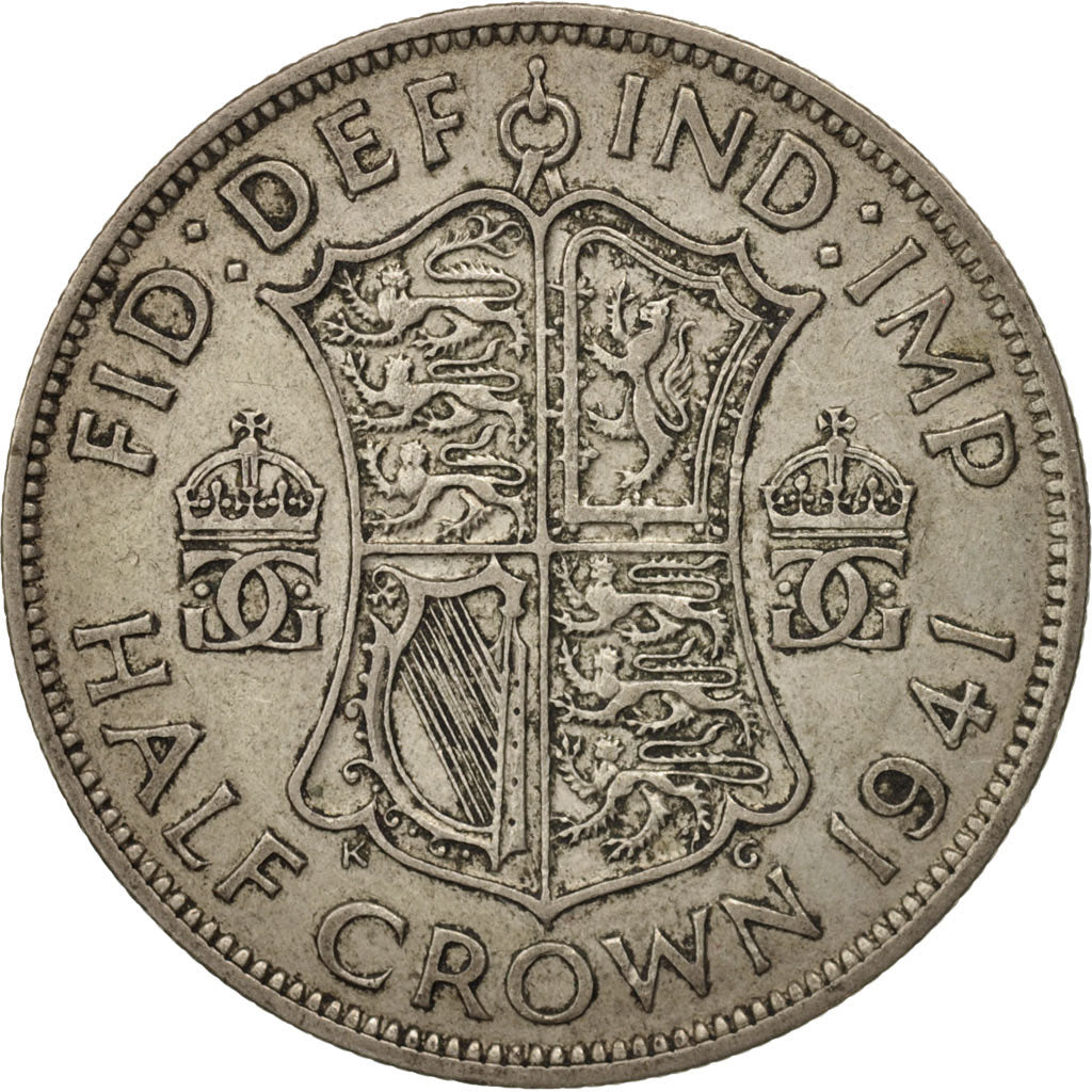Coin, Great Britain, George VI, 1/2 Crown, 1941, VF(30-35), Silver, KM:856