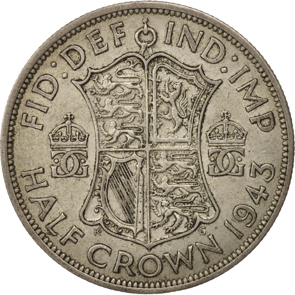 Coin, Great Britain, George VI, 1/2 Crown, 1943, EF(40-45), Silver, KM:856