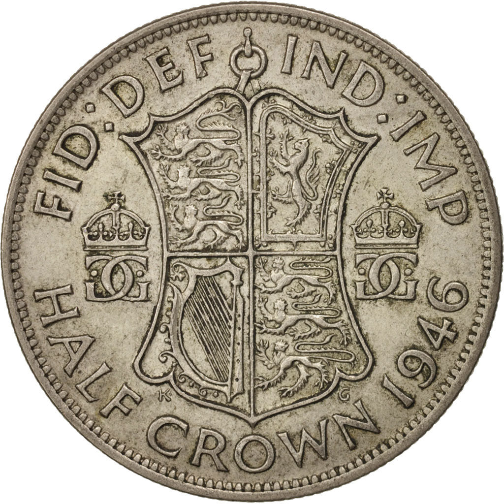 Great Britain, George VI, 1/2 Crown, 1946, AU(50-53), Silver, KM:856