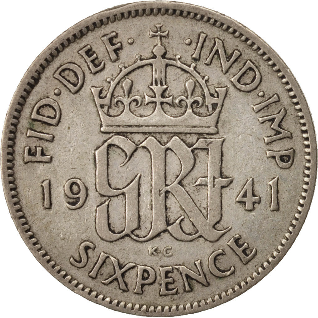 Great Britain, George VI, 6 Pence, 1941, VF(20-25), Silver, KM:852