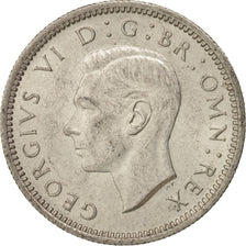 Moneda, Gran Bretaña, George VI, 6 Pence, 1946, SC+, Plata, KM:852