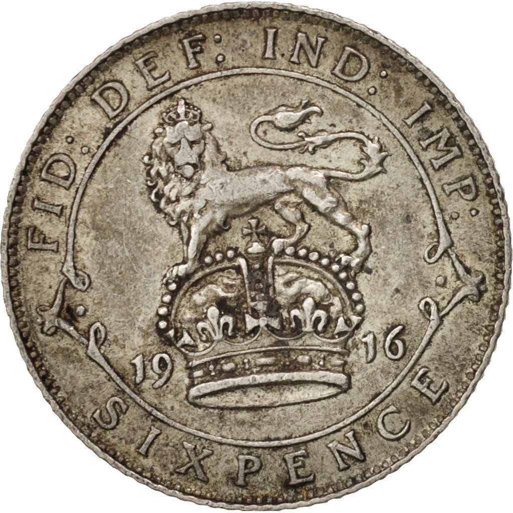 Great Britain, George V, 6 Pence, 1916, EF(40-45), Silver, KM:815