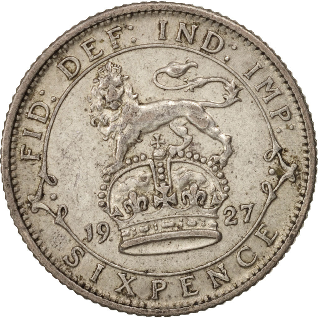 Coin, Great Britain, George V, 6 Pence, 1927, AU(55-58), Silver, KM:828