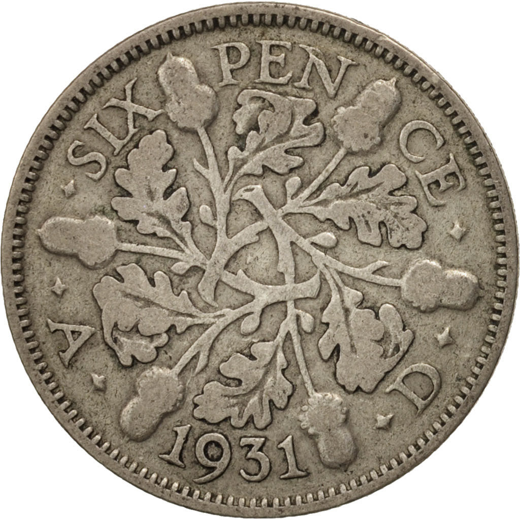 Great Britain, George V, 6 Pence, 1931, F(12-15), Silver, KM:832