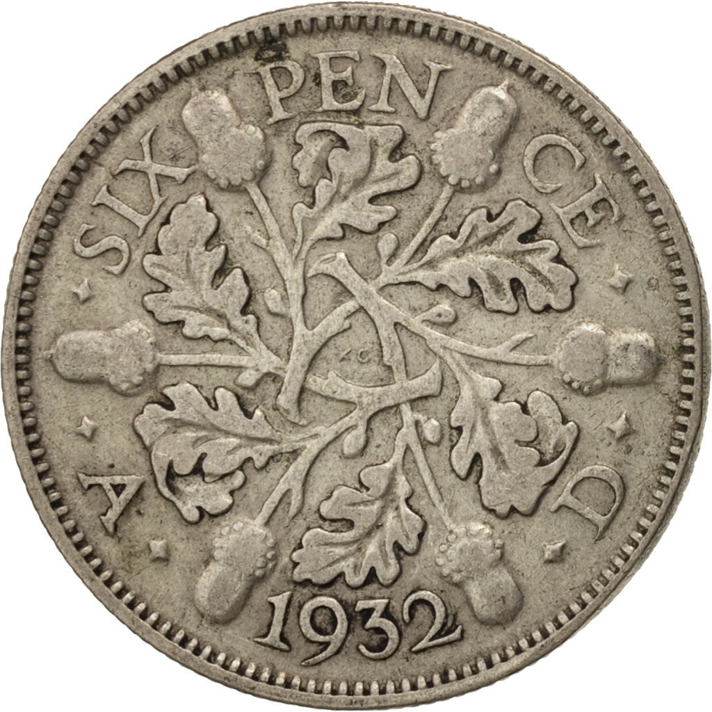 Coin, Great Britain, George V, 6 Pence, 1932, VF(20-25), Silver, KM:832