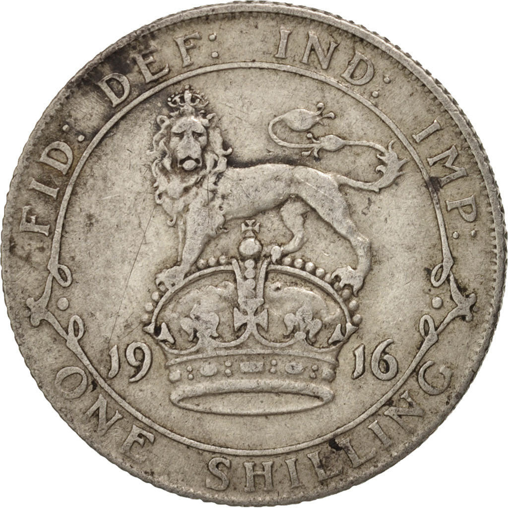 Great Britain, George V, Shilling, 1916, VF(30-35), Silver, KM:816