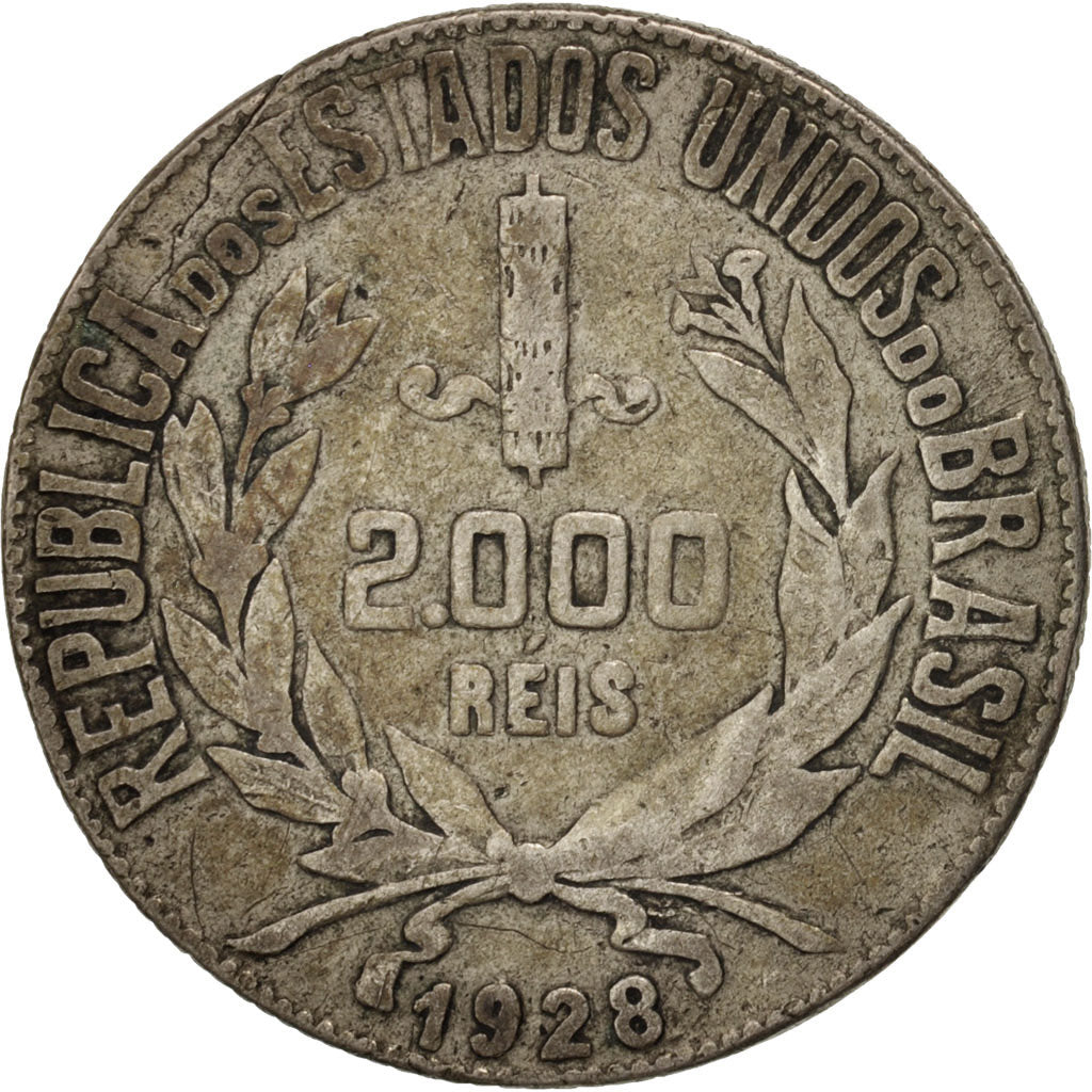 Brazil, 2000 Reis, 1928, VF(20-25), Silver, KM:526