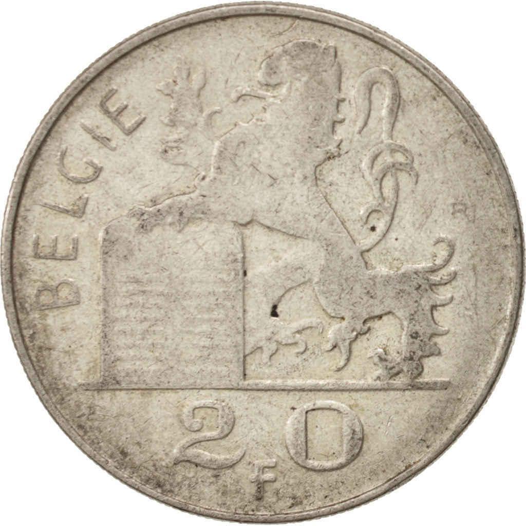 Belgium, 20 Francs, 20 Frank, 1951, VF(20-25), Silver, KM:141.1