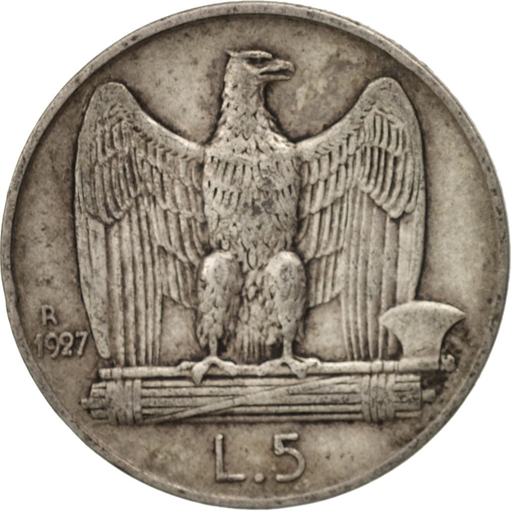 Italia, Vittorio Emanuele III, 5 Lire, 1927, Rome, BB, Argento, KM:67.2