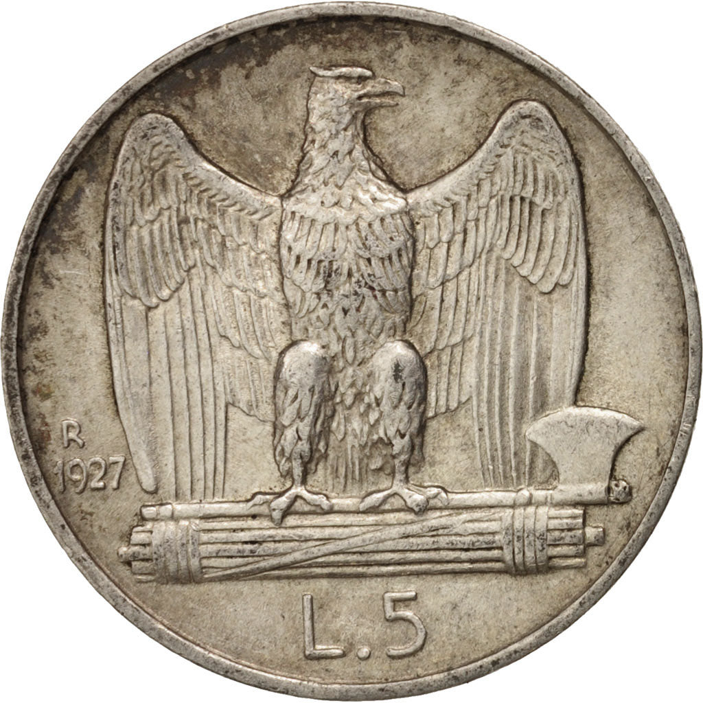 Italien, Vittorio Emanuele III, 5 Lire, 1927, Rome, VZ, Silber, KM:67.2