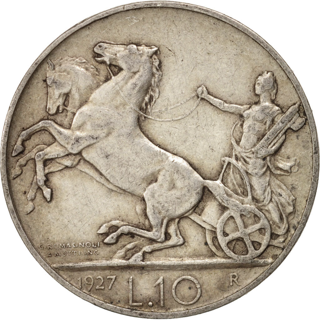 Munten, Italië, Vittorio Emanuele III, 10 Lire, 1927, Rome, ZF+, Zilver