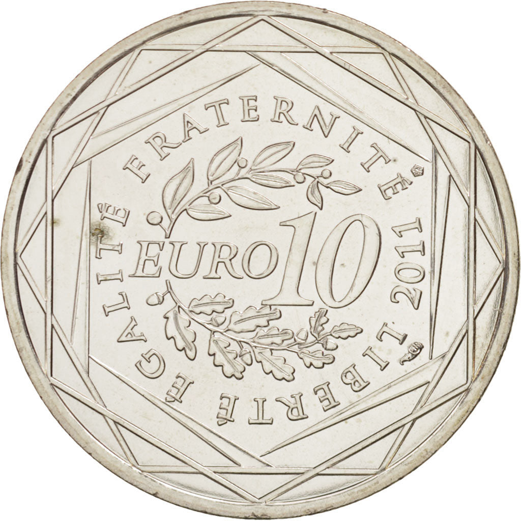 France, 10 Euro Centre, 2011, MS(63), Silver, KM:1732