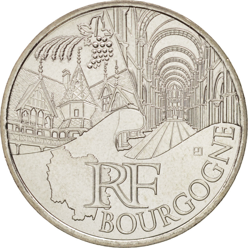 France, 10 Euro Bourgogne, 2011, MS(65-70), Silver, KM:1731