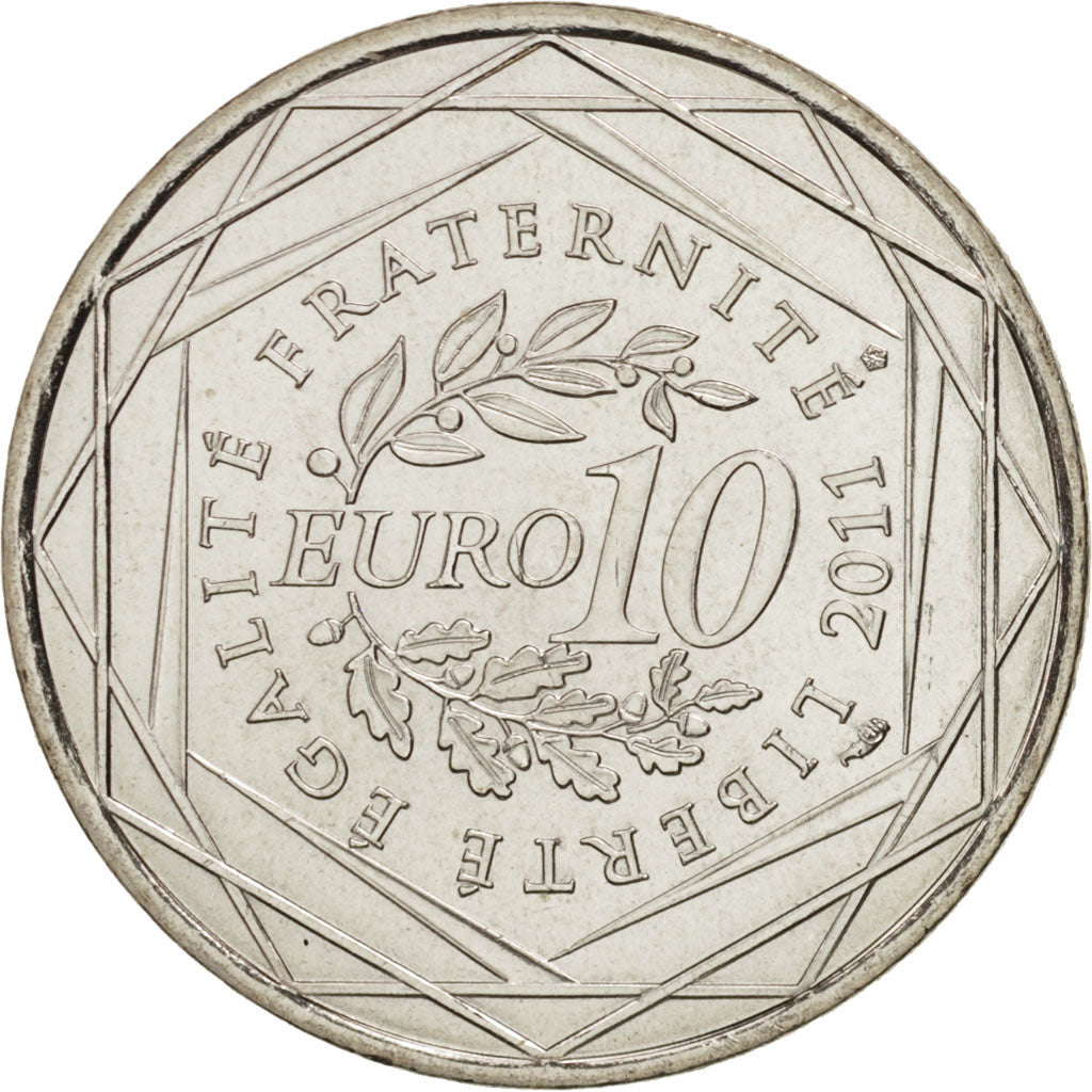 France, 10 Euro Bourgogne, 2011, MS(65-70), Silver, KM:1731